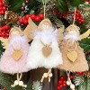 Wrapables Plush Christmas Angel Ornaments, Fairy Doll Hanging Tree Decorations (Set of 3), Pink Khaki White - 3 of 4