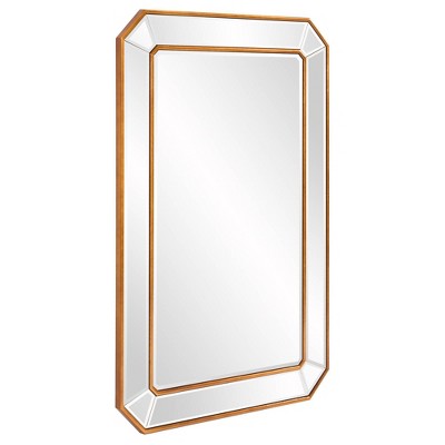 Elegante Full-Length Gold Trimmed Wood Rectangular Mirror