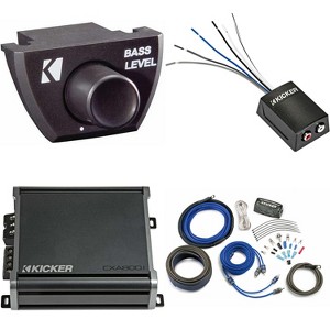 KICKER CXA800.1 800 Watt Mono Amp, KISLOC2 & 4AWG 2 Channel Amp Install Kit w/ Bass Knob Bundle - 1 of 4