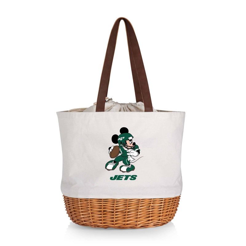 NFL New York Jets Mickey Mouse Coronado Canvas and Willow Basket Tote - Beige Canvas, 1 of 6