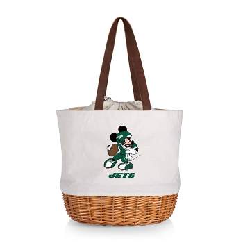 NFL New York Jets Mickey Mouse Coronado Canvas and Willow Basket Tote - Beige Canvas