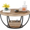 HTUTWOO 31.7" 2-Tier Round Coffee Table, Modern Wood Accent Center Table with Storage Open Shelves For Living Room, Home Office - 2 of 4