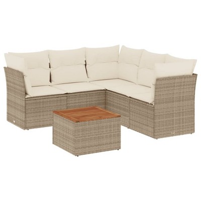 vidaXL Garden Sofa Set Beige, Cream, Brown