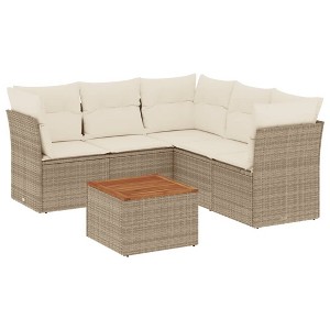 vidaXL Garden Sofa Set Beige, Cream, Brown - 1 of 4