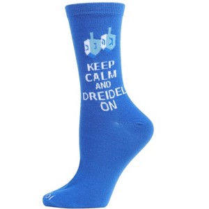 Memoi Keep Calm & Dreidel On Holiday Crew Socks - 1 of 4