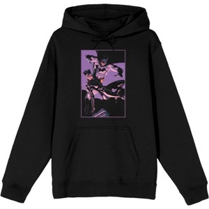 Men's DC Comic Bok Batman & Batgirl Superheroes Black Graphic Print Hoodie - 1 of 1