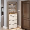 Munora Oak Color Shoe Cabinet - 3 Doors, 2 Drawers with Hanger, PVC Doors - Large Storage for Entryway/Hallway - 4 of 4
