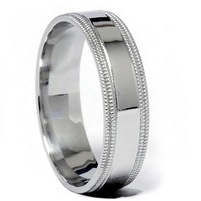 Pompeii3 Double Milgrained Wedding Band 950 Platinum