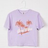 Simply Sage Market Good Vibes Palm Trees Boxy Crop Top - M - Orchid - 3 of 4