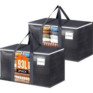 93L Extra Large Moving Bags with Visible PVC Window, Lightweight but Durable Storage Bags with Reinforced - 1 of 4