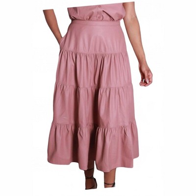 Women's Shelia's Faux Leather Boho Tiered Maxi Skirt - Easel