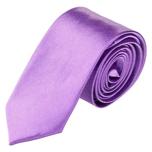 Allegra K Men's Skinny Ties Satin Solid Self-tied Necktie for Wedding Business - 1 of 4