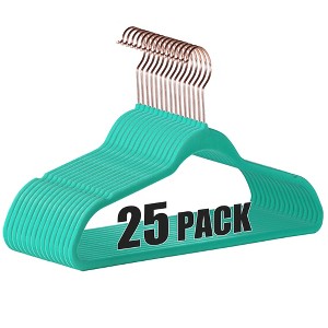 VECELO 25/30/50/60/100 pk Velvet Clothes Hangers Non Slip & Space-Saving Clothes Hangers with Finger Clips & Tie Rack 9 Color - 1 of 4