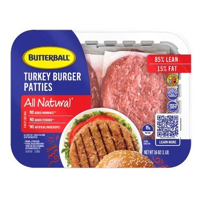Butterball All Natural Fresh 85/15 Turkey Burger Patties - 1lb
