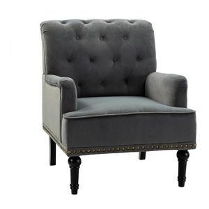 Bonifacio Contemporary Velvet button-tufted back Armchair with Nailhead Trim | Karat Home - 1 of 4