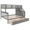NicBex Twin over Full Bunk Bed Convertible Pine Bed Frame with 3 Drawers, Storage Stairs and Full Length Guardrail, No Box Spring Required - 3 of 4