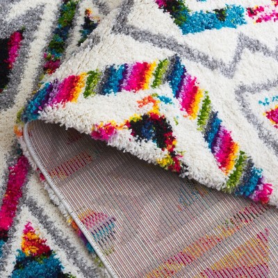 Fiesta Multicolor High Pile Shag Area Rug