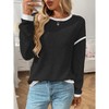Women's Long Sleeve Pullover Sweater Round Neck Contrast Color Block Ribbed Knitwear Knitted Sweatshirt Jumpers - 2 of 4