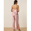 cheibear Women's Satin Cowl Neck Cami Top with Long Pant PJ Loungewear Silky Pajama Set - 4 of 4