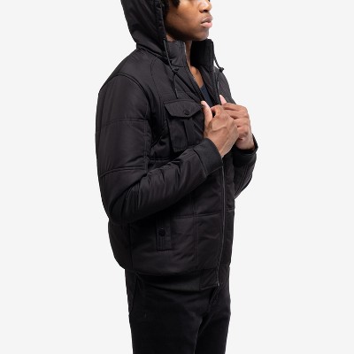 X RAY Hooded Puffer Jacket With Patch Chest Pockets in BLACK Size L — фото 4