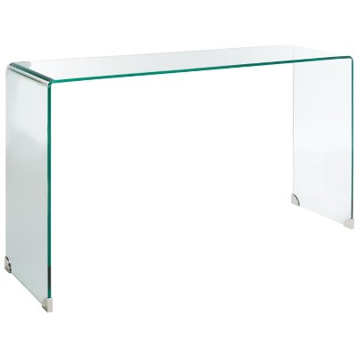Huck Clear Tempered Glass Console Table with Rounded Corners