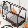 Wooden House Canopy Bed Frames with Guardrail Easy Assembly Wooden Slat Mattress House Platform Bed Floor Bed Frames for Boys Girls Bedroom Grey - 2 of 4