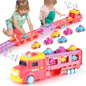 Princess Unicorn Transport Truck with 6 Vehicles Deforming Track Set for Girls 2-7 - 1 of 4
