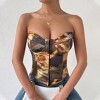 Clearlove Women's Corset Top Sexy Backless Strapless Sweetheart Neck Bustier Boned Bodyshaper Party Crop Top Brown Medium - 2 of 4