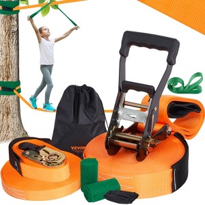 VEVOR Slackline Kit with Training Line, 60 ft Backyard Slack Line Equipment, Easy Setup Tight Rope for Kids Adults, Complete Slackline Set - 1 of 4