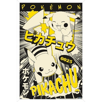 Trends International Pokémon - Pikachu Anime Framed Wall Poster Prints  White Framed Version 22.375 x 34