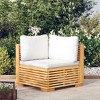 vidaXL Solid Teak Wood Patio Corner Sofa with Cream Cushions - Weather-Resistant Outdoor Furniture for Garden, Terrace or Patio - 2 of 4