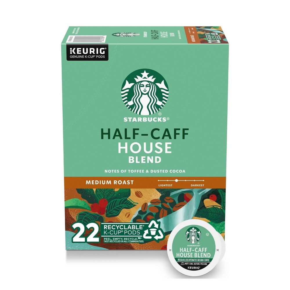 Photos - Coffee Starbucks Keurig Half-Caff Medium Roast  Pods - 22 K-Cups 