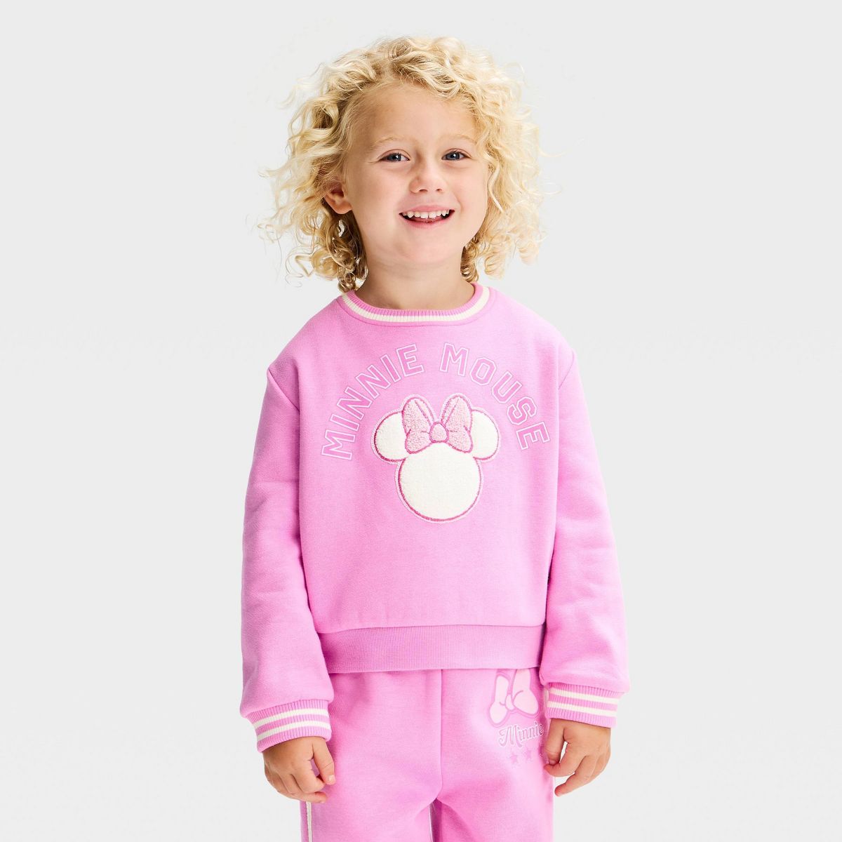 Toddler Girls' 2pc Disney Minnie Mouse Fleece Sweatshirt and Pants Set - Pink - thumbnail 3