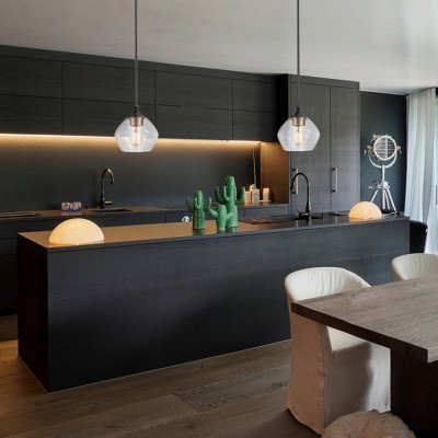 Harrow Matte Black and Gold Glass Pendant Light