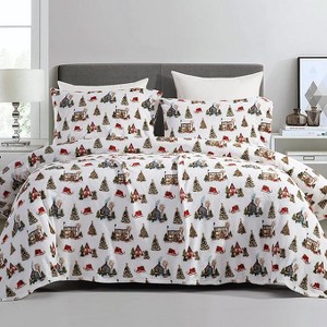 Christmas Printed Duvet Cover Set - Deer in Wonderland - Bedding, White and Red Winter Christmas Bedspread, Reversible Duvet Cover for the Holidays - 1 of 4