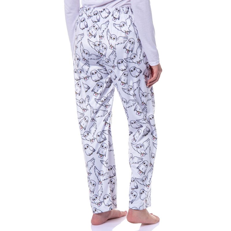 Harry Potter Womens' Hedwig Owl Character Tossed Print Sleep Pajama Pants White, 4 of 5