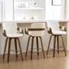 Bekrvio 26" Swivel Counter Stools with Back & Arms, Faux Leather Mid-Century Bar Stools for Kitchen Island, Walnut Frame, Set of 1/2/3/4 - 2 of 4