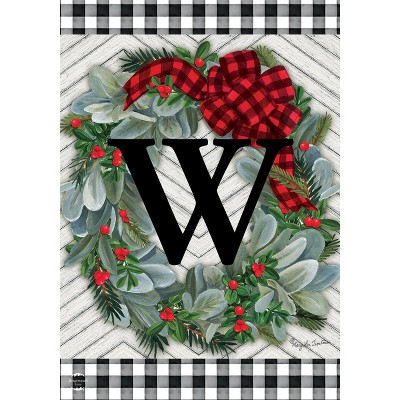 Briarwood Lane Winter Garden Flag 12x18 For Outdoor Winter Wreath Monogram Letter W For Winter Garden Flag Flags For Outside