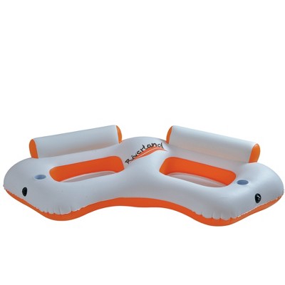 Pool Central 85" Classic "Riverland" Inflatable 2-Person Swimming Pool Sofa - Orange/White