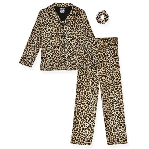 Sleep On It Girls Velour 2-piece Button-front Coat Pajama Set With