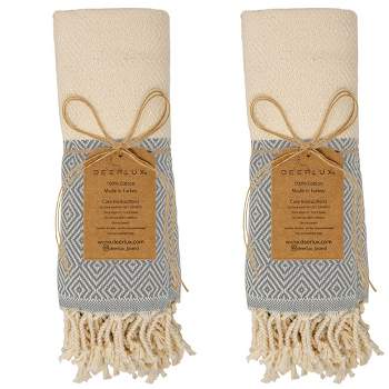 Deerlux 100% Cotton Hand Towels, Set of 2 18" x 40" Diamond Peshtemal Kitchen and Bath Towels