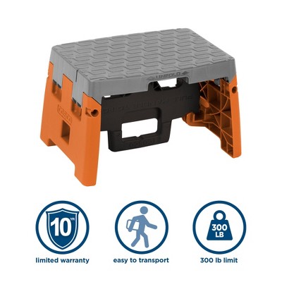 Orange and Gray Foldable Plastic Step Stool