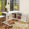 Famapy White Home Office Desk with Electric Lift Top Wrting Desk - 3 of 4