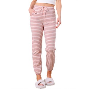 INSPIRE CHIC Womens Cotton Pajamas Drawstring Elastic Waist Striped Pants with Pockets - 1 of 4