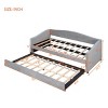 Twin Size Upholstered Daybed with Pull-Out Trundle, Velvet Sofa Bed with Sturdy Wooden Slats-Baofuwish - 4 of 4
