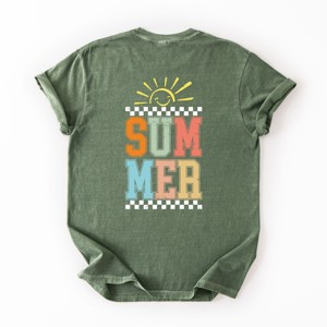 Simply Sage Market Summer Vibes Sun Colorful Front and Back Design Garment Dyed Tee - 1 of 4