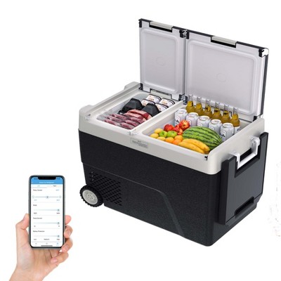 62/51/40 QT 12V Portable Car Fridge Freezer - Dual Zone, App Control, Wheels, AC/DC for Camping, Travel, 4 Power Modes