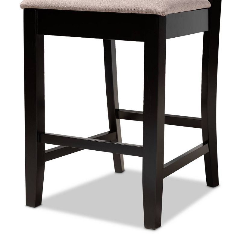 Set of 2 Devon Pub Chair Sand/Espresso - Baxton Studio: Modern Upholstered, Wood Frame, Armless, 6 of 9