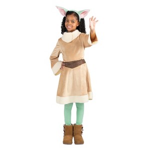 Jazwares Girls' Grogu Costume - Size 8-10 - Beige - 1 of 2