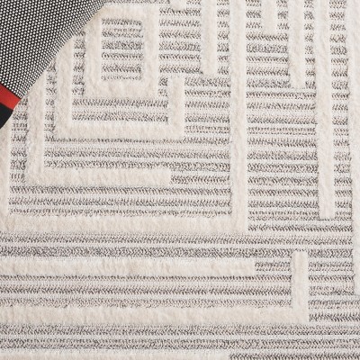 Elmhurst Ivory Geometric Square Wool Area Rug